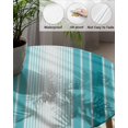 thumbnail image 3 of Watercolor Ocean Turquoise Line Fitted Round Tablecloths Elastic Edged Table Covers 55"-60",Modern Geometrical Stripe Art Waterproof Dining Room Table Cloth for Kitchen Holiday Party Tables Decor, 3 of 6