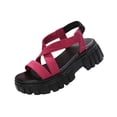 thumbnail image 6 of Xucatan Women's Chunky Sole Wedge Sandals, Round Toe Open Toe Slides with Elastic Back Strap, Crisscross Faux Suede Beach Shoes, Versatile Spring Summer Footwear Gift, 6 of 7