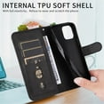 thumbnail image 6 of For iPhone 17 Pro Max 6.9-inch Wallet Case for Women Men Multi-Card Slots Zipper Pocket Leather Phone Case,Black,For iPhone 17 Pro Max, 6 of 7