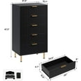 thumbnail image 2 of Garvee Fluted 5-Drawer Tall Dresser, Modern Wooden Storage Chest with Deep Drawers & Wide Top, Bedroom Organizer for Living Room, Hallway, Kids’ Room, Black, 2 of 8