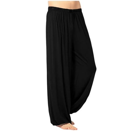 

Dadaria Wide Leg Pants for Men Dressy Petite Solid Loose Sweatpants Trousers Jogger Dancing Yoga Pant Black XL Female