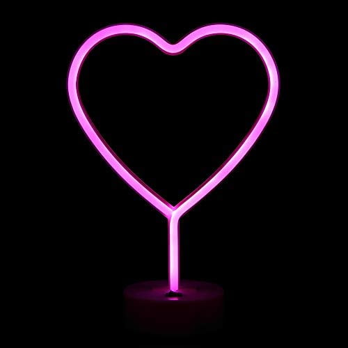 Neon Heart Light LED Night Light with table stand,for Bedroom,Bar