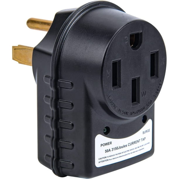 I LITTON RV Surge Protector 50 Amp RV Adapter with Light Indicator 50A Male  to 50A Female 45,000A Max Spikes & 3150 