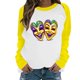 thumbnail image 2 of Xuyuer Mardi Gras Shirts for Women Shirt Funny Mask Graphic Tee Carnival Long Sleeve Shirt V Neck Top, 2 of 6