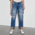 thumbnail image 2 of Fiaer,Jeans for Women Mid Waist Oversized Causal Baggy Barrel Denim Trousers Ripped Trendy Buttons Slacks with Pocket Blue M, 2 of 9