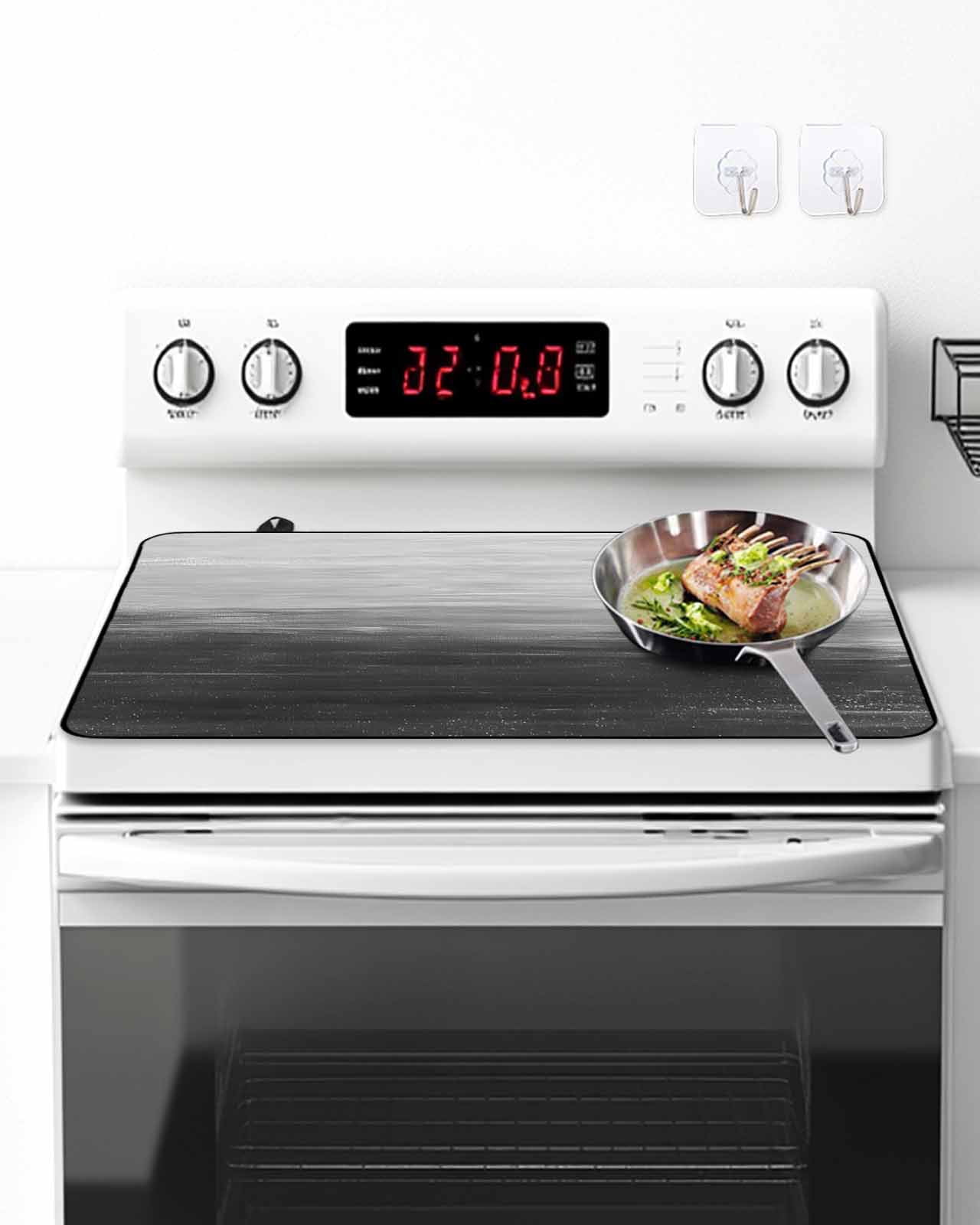 Stove Top Covers for Electric Stove, Grey Ombre Glass Stovetop Cover Protector, Modern Abstract Art Ocean Oil Painting Induction Cooktop Protector Oven Mat for Kitchen Countertop 24"x21"