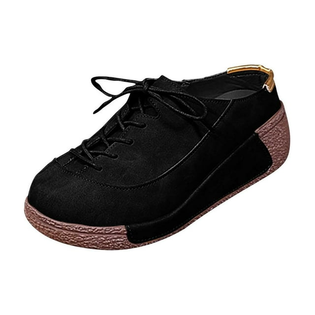 COM1950s Pantoufles pour Femmes, Chaussures Décontractées Unies pour Femmes, Mules à Talon Compensé à Bout Rond à Lacets, Chaussures pour Femmes, Chaussures de Course pour Femmes, Talons pour Femmes, Mules pour Femmes, Chaussures Décontractées pour Femmes