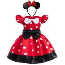 Girls Mini Mouse Princess Dress Polka Dot Costume Christmas Birthday Dress up, 18M-7Y