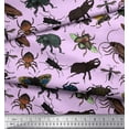 thumbnail image 2 of Soimoi Purple Rayon Crepe Fabric Beetle & Honey Bee Insects Decor Fabric Printed BTY 46 Inch Wide, 2 of 3