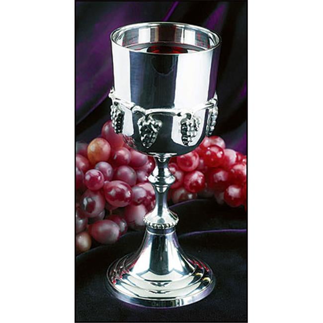 Silver Tone over Brass Wine Communion Cup with Grapes, 6 Ounce