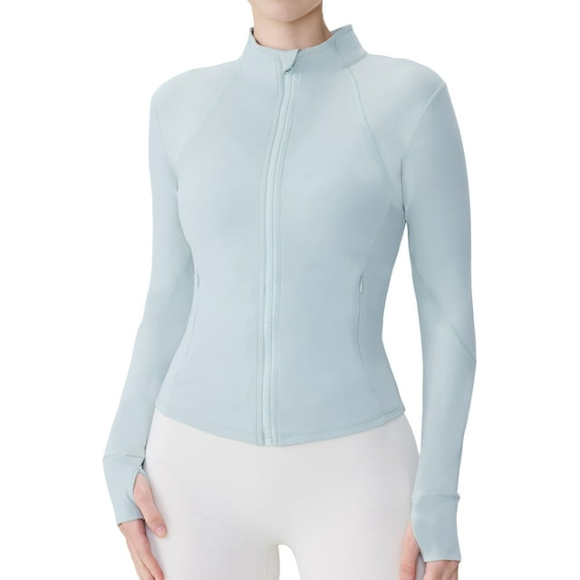 Womens Workout Jackets, Full Zip Slim Fit Athletic Running Sports Track Jacket with M