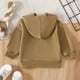 thumbnail image 2 of Gibobby Sudadera con capucha Otoño Invierno niños pequeños niñas manga larga Color sólido Tops pulóver Casual deportes prendas de vestir para niños ropa(Caqui, 2-3 Años), 2 of 5