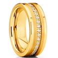 thumbnail image 5 of Metal Masters Mens Tungsten Wedding Band Ring Cubic Zirconia Inlay 8mm Goldtone 9.5, 5 of 7