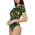 thumbnail image 2 of Daiia Christmas print Women's Crew Neck Short Sleeve Bodysuit Fashion Tops Fit Casual Basic Extender Bodysuit-Large, 2 of 9
