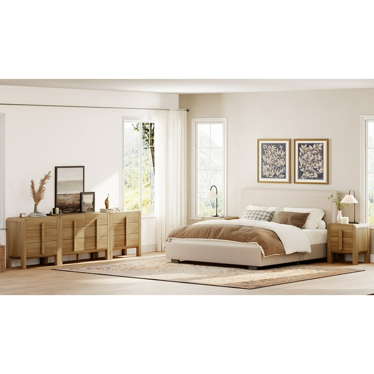 dresser and night table set Furniture of America Beau Midcentury 3-Piece Walnut Dresser and 2 Nightstand Bedroom Set