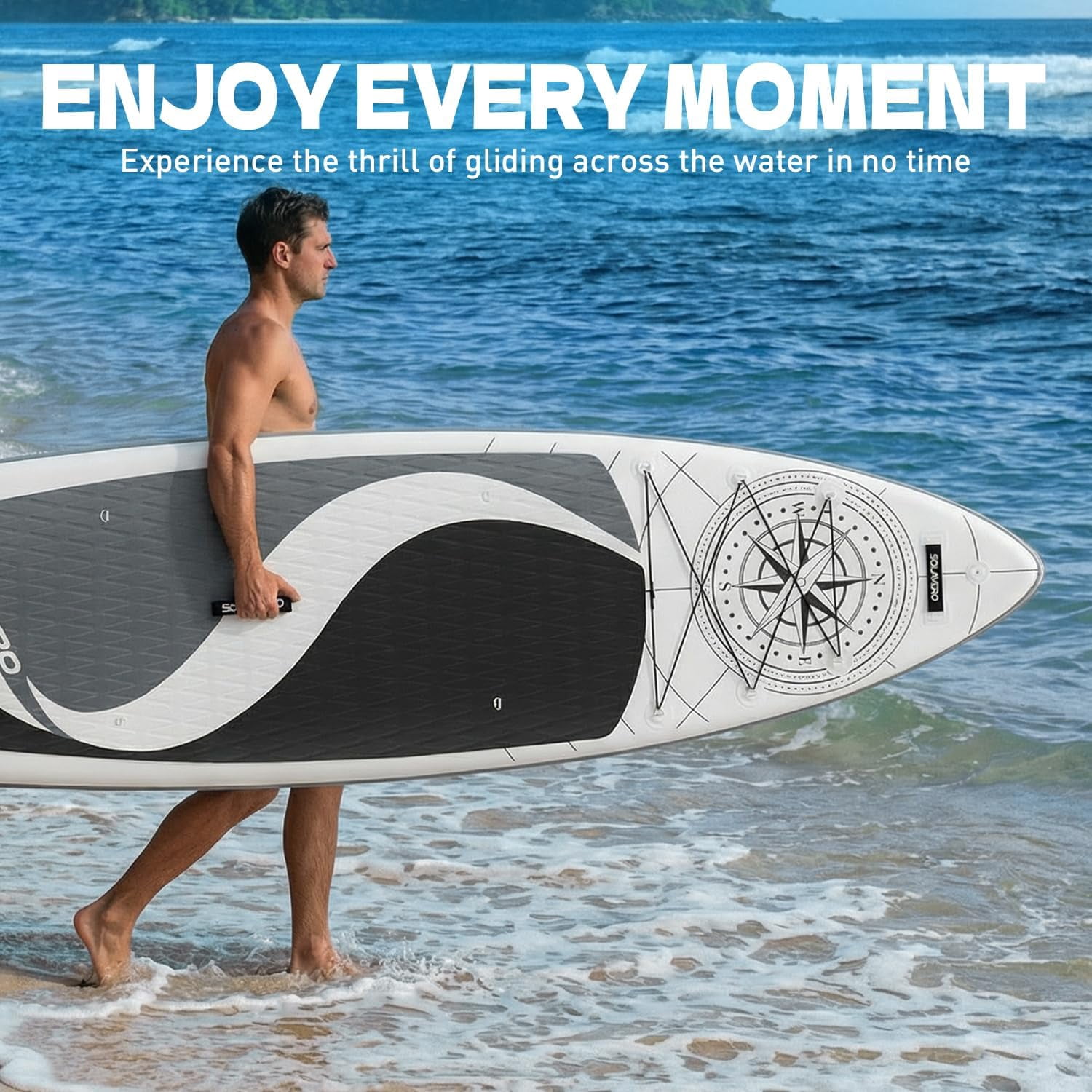 SOLAVERO 11'x35" Inflatable Paddle Stand Up Board with SUP Accessories for Adults, Ultra-Light & Non-Slip Deck Sup Paddle Board