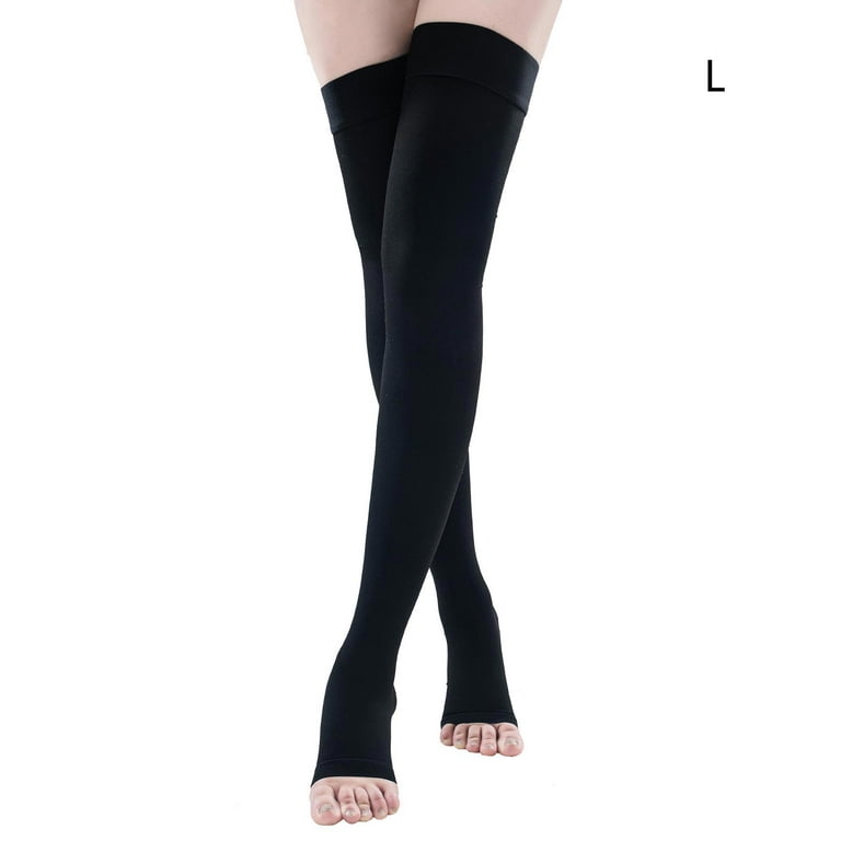 Compression Legging Leggings Elastic Socks Men Women Unisex Mid-tube  Open-toed Tube 1 Pair Black Nylon Flight Pregnancy 