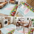 thumbnail image 6 of Rectangle Area Rug 4x6ft, Spring Easter Rabbit Ears Teal Wood Non-Slip Non-Shedding Floor Mat, Colorful Eggs Daisy Flower Washable Sturdy Carpet for Living Room Bedroom Home Decor, 6 of 9