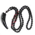 thumbnail image 5 of K-KED Natural Stone Black and Ice Obsidian Pendant Necklace Wolf Tooth Amulets Fashion, 5 of 8