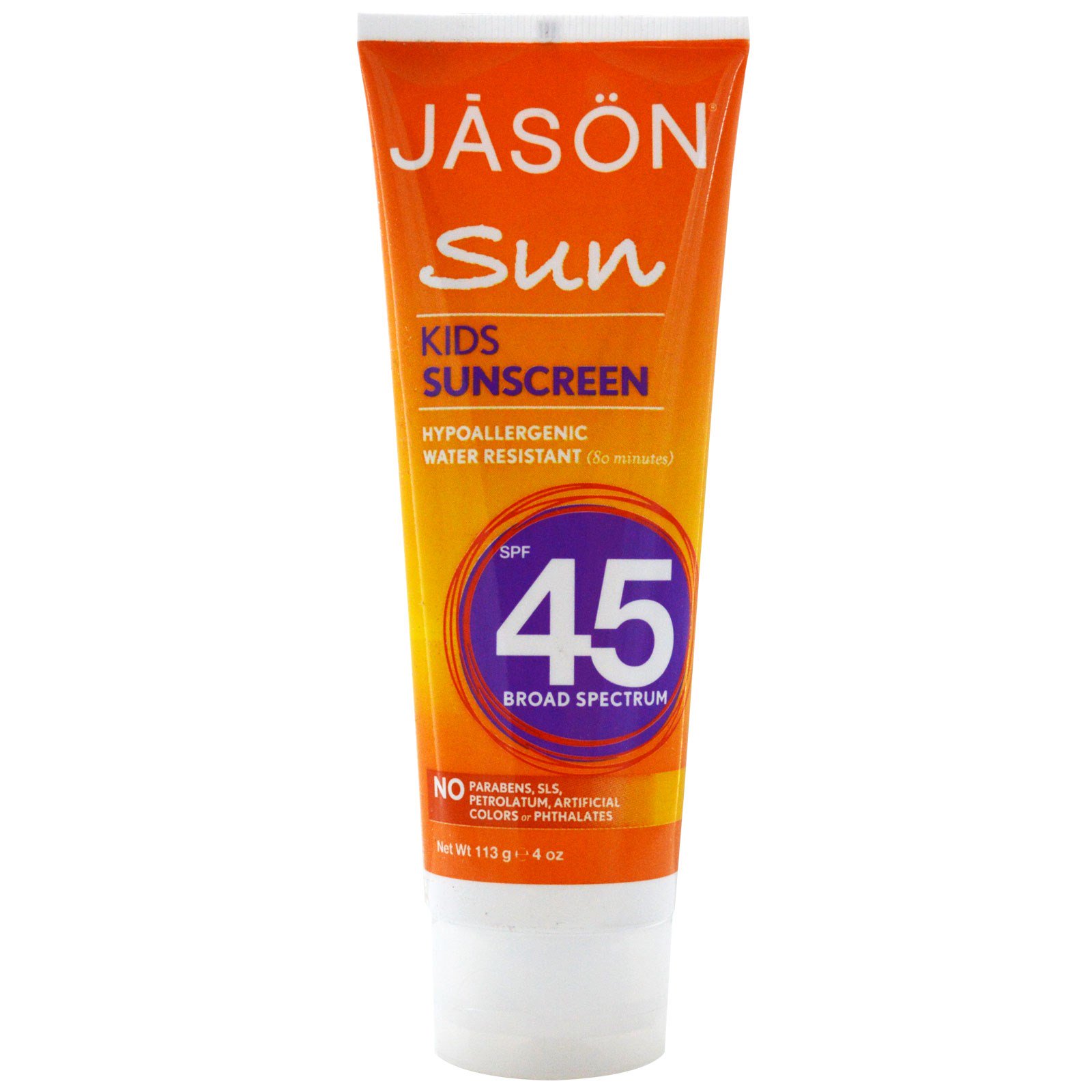 Jason Natural, Sun, Kids Sunscreen, SPF 45, 4 oz (pack of 4)