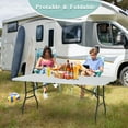 thumbnail image 2 of CL.HPAHKL 6 Foot Folding Table with Handle, Folding Plastic Tables Indoor Outdoor Portable Table with Collapsible Steel Legs Fold-in-Half Banquet Tables for Parties Wedding BBQ Camping, White, 2 of 8