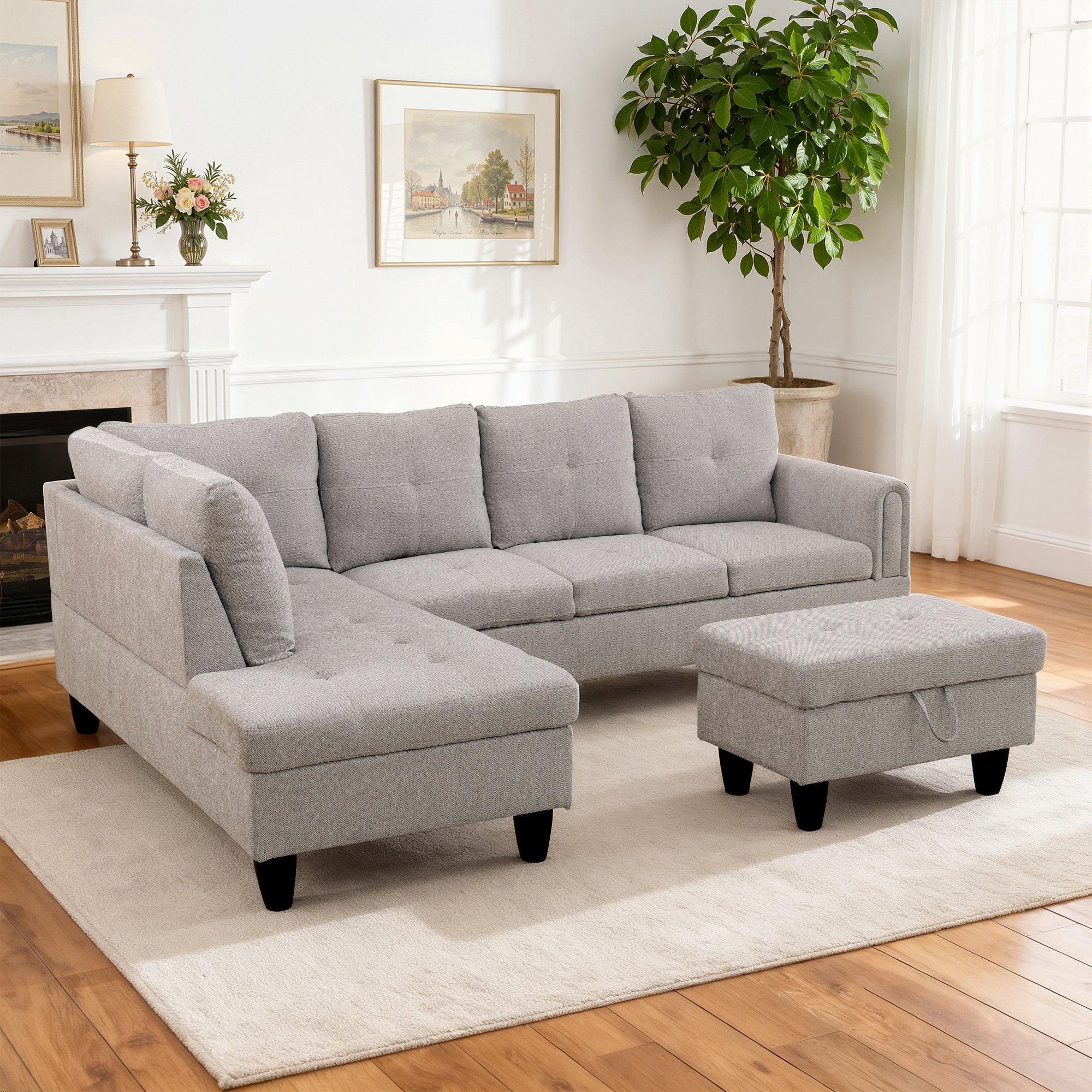 MAYEERTY Modern Adult 3-Piece Couch Living Room Sofa Set，Grey