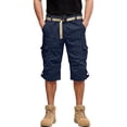 thumbnail image 4 of Zimjoy Men's Tactical Cargo Shorts Ripstop Waterproof Knee-Length Shorts Training Elastic Back Waist Velcro Tabs Multi Pocket Work Shorts, Navy M, 4 of 4