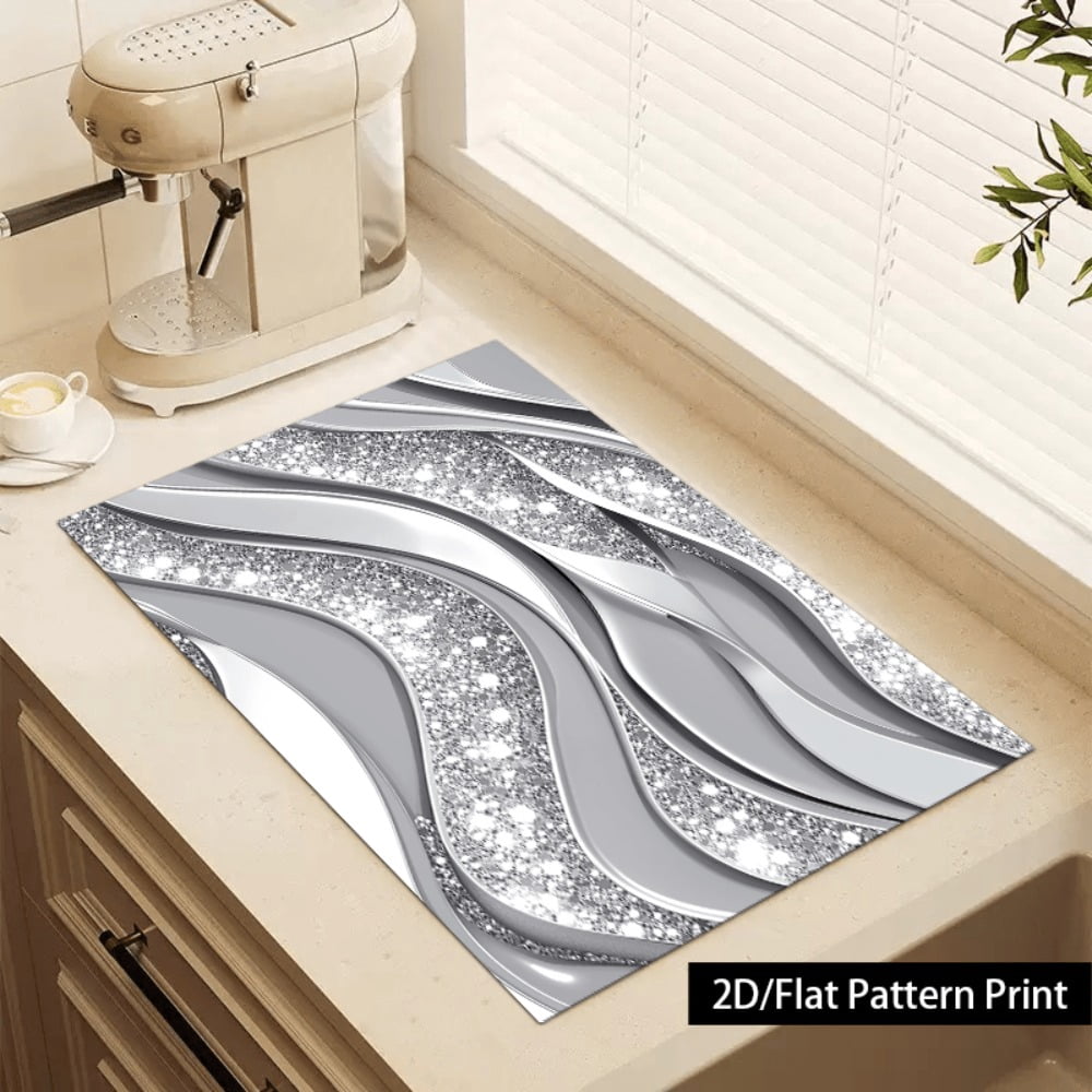 1 piece, stove panel and cooktop panel protection pad, 2D flat wave art pattern kitchen decorative countertop pad, suitable for stoves, washing machines, dryers, coffee machines, multi-functional kit
