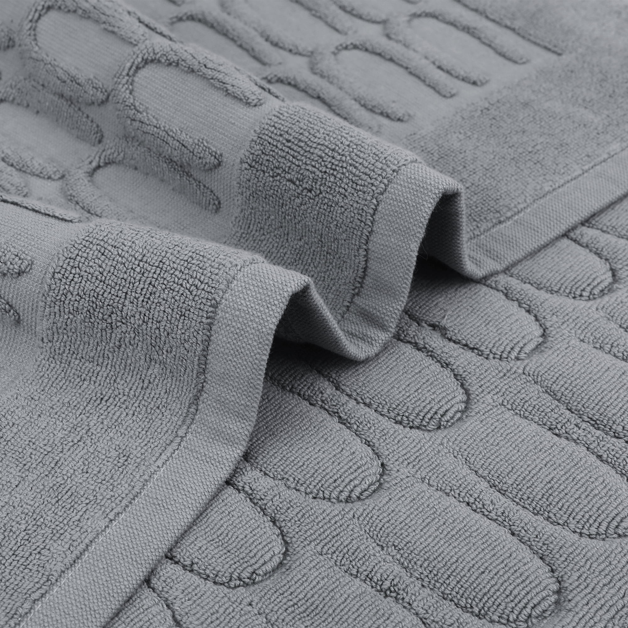 Unique Bargains Washable Textured Cotton Bath Rug Water Absorbent Mat Gray 20" x 32"
