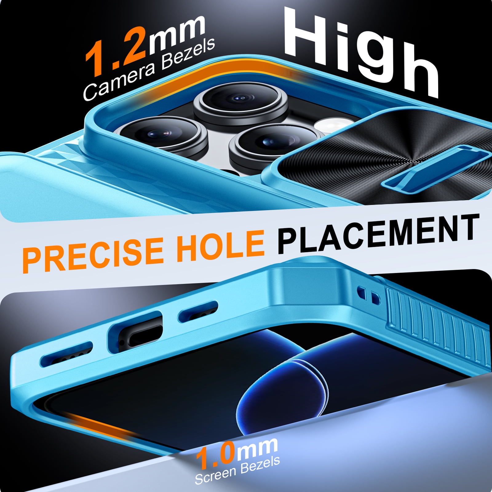 Vizvera for iPhone 16 Pro Max Case Wallet RFlD [Cards Holder][Camera Control][Camera Cover] Full Body Rugged Shockproof Silicone Protective Phone Case for iPhone 16 Pro Max-Light Blue