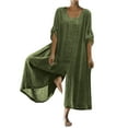 thumbnail image 2 of Awdenio jumpsuits for Women Dressy Summer Ruffle Sleeves Square Neck Rompers Drawstring Overalls with Pockets, 2 of 6