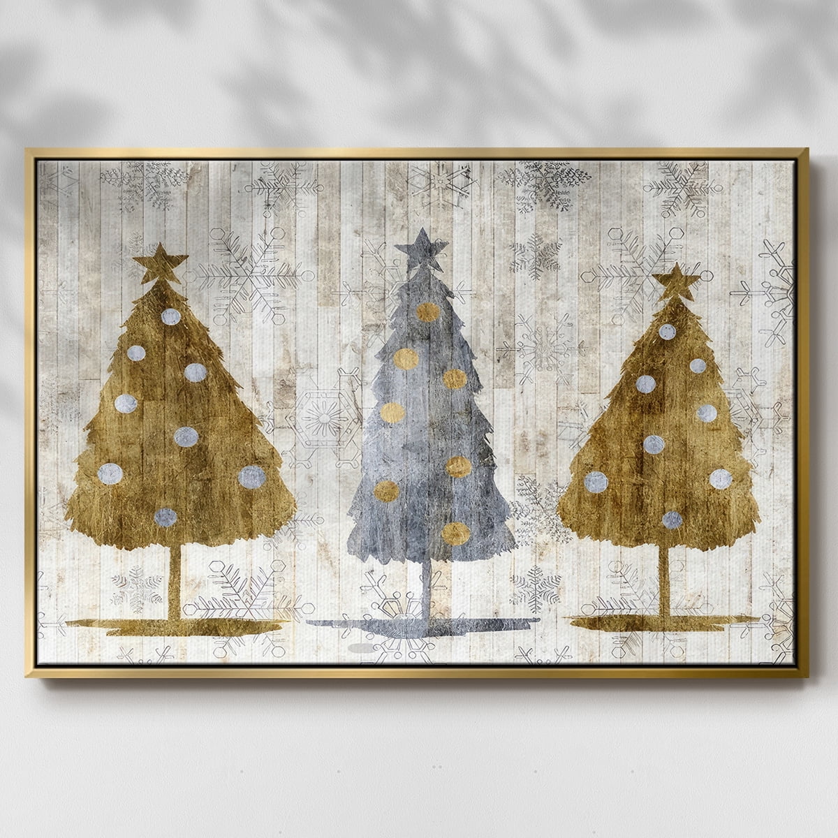 Sophisticated Christmas Collection A - Framed Gallery Wrapped Holiday Canvas - 25 x 37 - Gold Frame