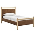 thumbnail image 2 of Ginny Twin Size Vegan Leather Platform Bed Frame in Light Oak Canyon, 2 of 10