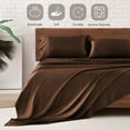 thumbnail image 4 of MR&HM Satin Sheet Set Twin XL 3 Pcs, Silky Elegant Luxurious Twin XL Bed Sheets, with Flat Sheet, Deep Pocket Fitted Sheet for Mattress and Matching Satin Pillow Case (Twin XL Size, Brown), 4 of 7