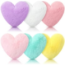 6pcs Faux Heart Pillows - Plush Heart-Shaped Cushions in Pastel Colors - 12x11 Inch, Machine Washable - All-Season for Bed, Sofa, Couch - Cozy Accent Decor