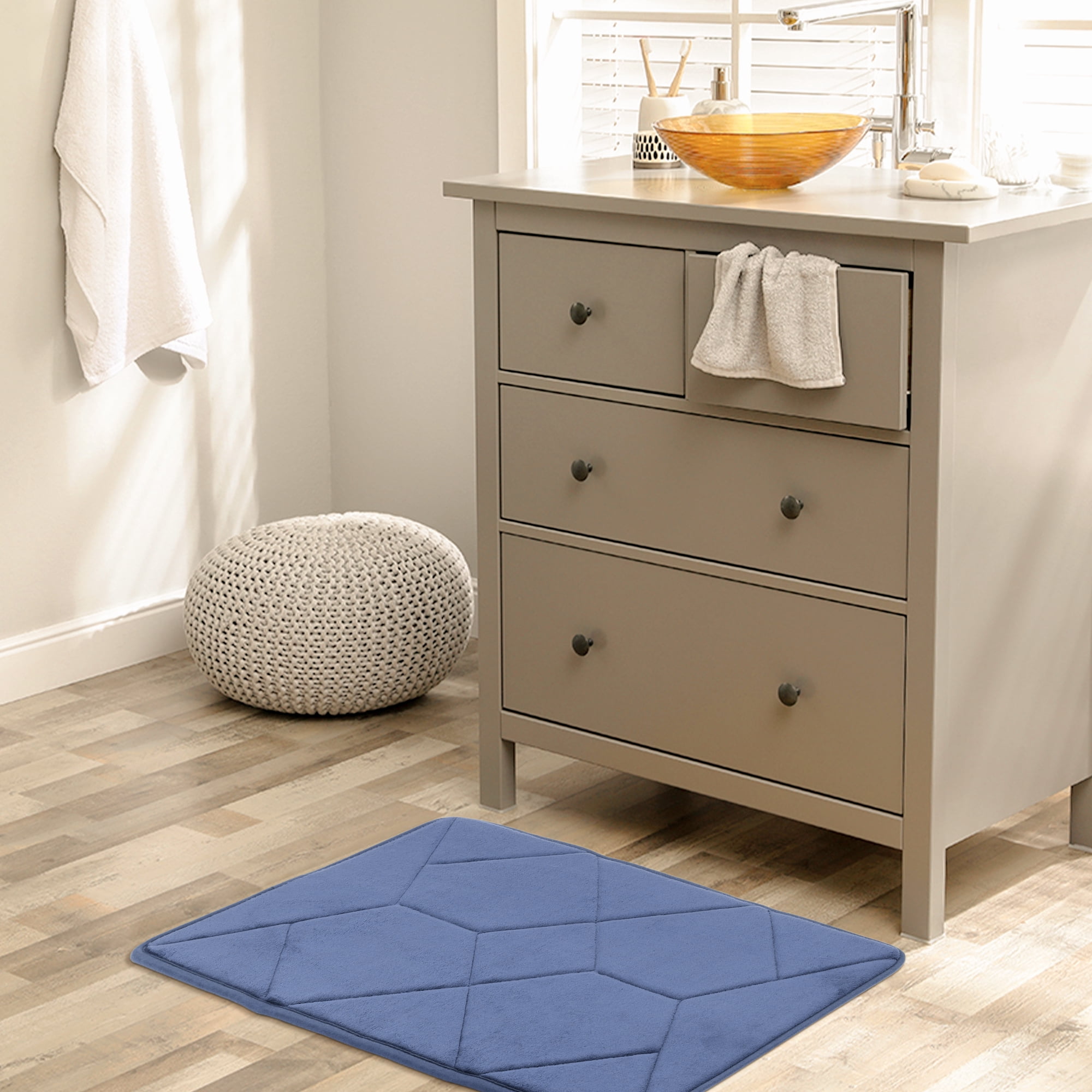 Unique Bargains Memory Foam Quick Dry Washable Non Slip Rugs Blue 16" x 24"