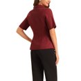 thumbnail image 3 of INSPIRE CHIC Blazer pour Femmes Col à Revers Manches Courtes Printemps Été Blazer TP Rouge Foncé, 3 of 6