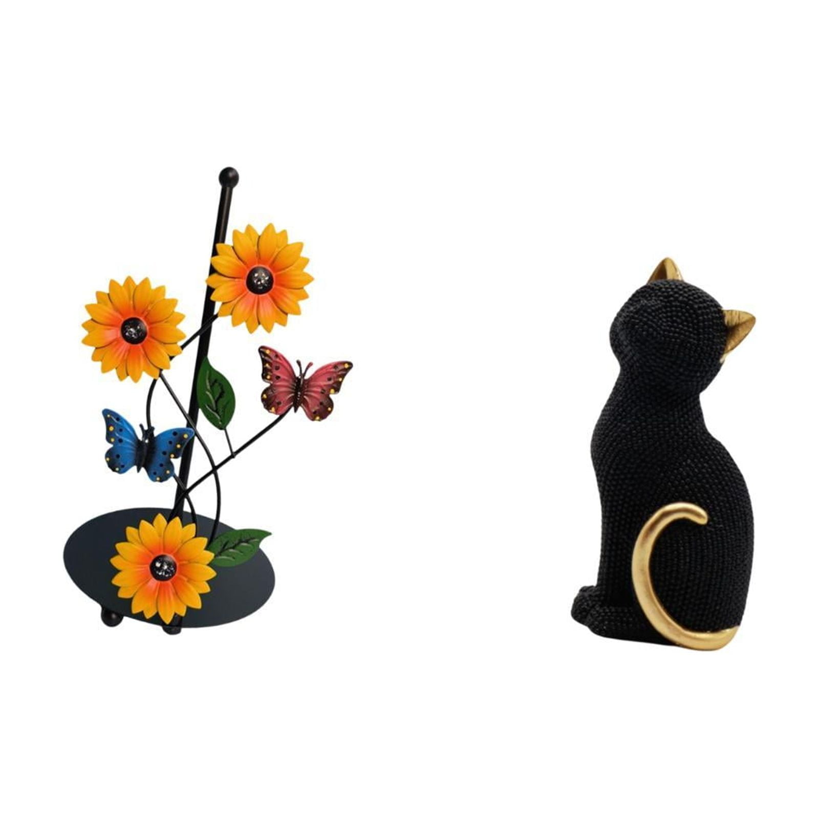 Fiocias Cat Paper Towel Holder Dispenser Decorative Figurine Resin Collectible Vertical Tissue Holder Rack Animal Sculpture for Home Entrance Bookshelf Living