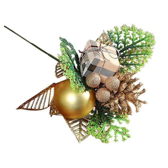 Christmas Flower Picks, Christmas Glitter Flowers Picks and Spray Ornament with Berries and Pinecone Gift Box for Xmas Tree Wreath Vase Table Centerpiece, 1 Pcs, 9.06x5.91"