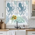thumbnail image 4 of Blue Octopus Coastal Kitchen Window Curtains, Swag Curtains Valance for Bedroom Living Room Bathroom, Summer Beach Nautical Coral Rod Pocket Window Treatment Curtain Block Drapes 2 Panels 36"x63", 4 of 9
