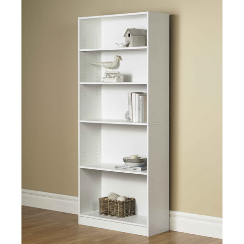 Orion 72 5 Shelf Wide Bookcase White, 90 Inch White Bookcase