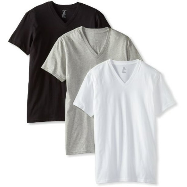 Calvin Men's 3-Pack Cotton Short Sleeve V-Neck T-Shirt Undershirt 9065 -
