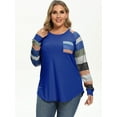 thumbnail image 2 of Xuanfei Women Stripe Crew Neck Raglan Long Sleeve Pocket Top, 2 of 7