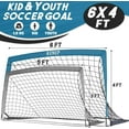 thumbnail image 2 of Kid Soccer Goal for Backyard 6x4FT Large Portable Soccer Net Folding Practice Training Equipment with Carrying Bag for Outdoor Blue 2 Set, 2 of 8