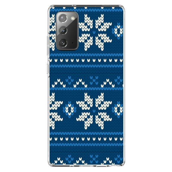 DistinctInk Clear Shockproof Hybrid Case for Galaxy Note 20 ULTRA (6.9" Screen) - TPU Bumper, Acrylic Back, Tempered Glass Screen Protector - Blue White Ugly Hannukah Sweater
