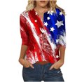 thumbnail image 2 of SELONE 3/4 Sleeve Shirts for Women Three-Quarter Sleeve Tops Blouses Regular Fit T Shirts Pullover Tees Tops Usa Flag Print T-Shirts Crew Neck Tops Casual Blouses Button Down T Shirts Blue XL, 2 of 5