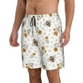 thumbnail image 2 of Kdxio Bees And Flowers Pattern Mens Casual Shorts - Drawstring Summer Beach Sports Shorts for Men, 2 of 5