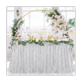 thumbnail image 5 of 6Ft Table Skirt for Round Rectangle Square Table Sequin Tablecloth for Birthday Party Family Baby Shower Silver, 5 of 5