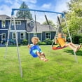 thumbnail image 2 of KloKick 2 Seat Metal Swing Sets, 440lbs Heavy Duty Frame with Saucer Swing and 1 Toddler Swing for Outdoor Backyard, 2 of 7