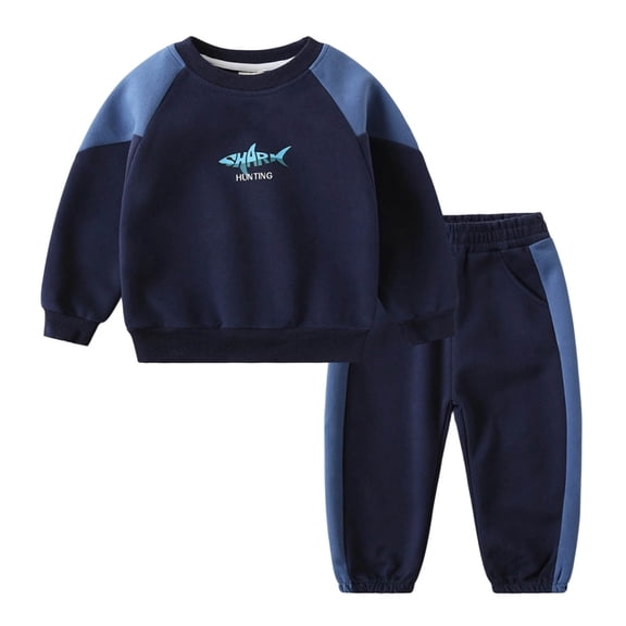 Duqingm Toddler Baby Boy Clothes Infant Long Sleeve Tops Pants Sweatsuit Outfits (Navy,12-18 Months)